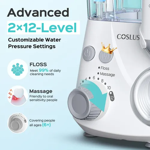 Hilo Dental Coslus E2, 12 Ajustes De Presión Blanco