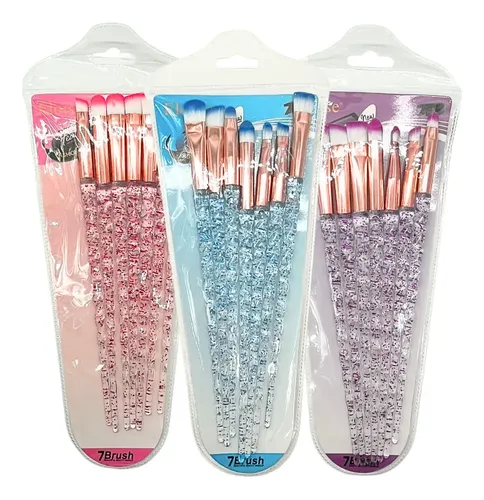 Set De 7 Brochas Diamante Con Glitter Para Maquillaje Sombra