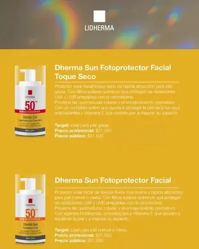 Protector Solar Lidherma Toque Seco Spf 50 Dherma Sun