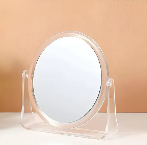 Espejo Maquillaje Con Pie Chico Dos Caras Aumento Mesa Baño