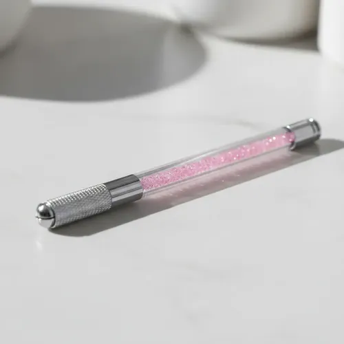 Tebori Pluma Microblading Doble Puntas Mango Glitter Acero
