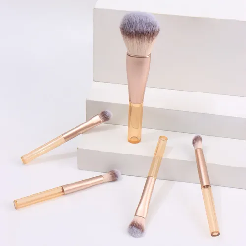 Mini Juego De Brochas De Maquillaje Sintéticas De Mango Cort
