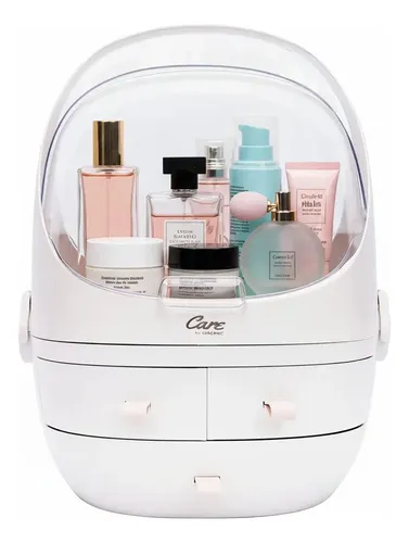 Organizador De Cosmeticos Y Joyeria Gadnic ABS PS 3 Cajones Casco Transparente Rotacion 90 Resistente Al Agua Portatil Diseño Moderno