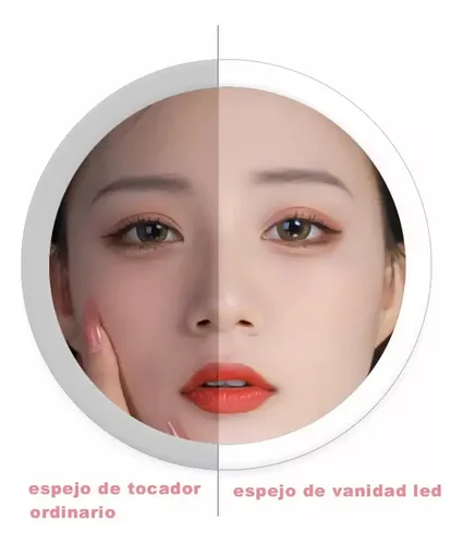 Espejo De Maquillaje Led Portátil Recargable Rosa Para