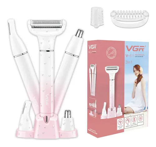 Afeitadora Corporal Facial 3en1 Nariz Ceja Vgr V-611 Ipx5 Color Blanco