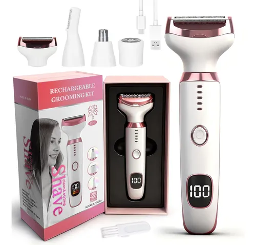 Depiladora Eléctrica 4 En 1 Rosa Impermeable Mujer