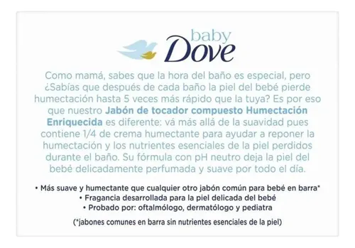 Dove Baby Jabon En Barra Hipoalergénico Humec Enriq X 3 Unid