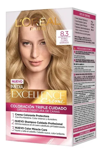 Tintura L’Oréal París Excellence Permanente Rubio Claro 8.3 Dorado