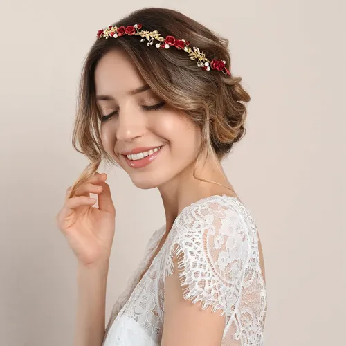 Accesorios Para El Cabello Pagow Corona De Flores Rojas Con