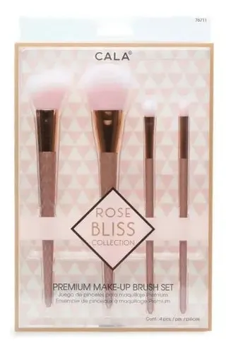 Set de 4 brochas de maquillaje sintéticas Cala Rose Bliss Premium
