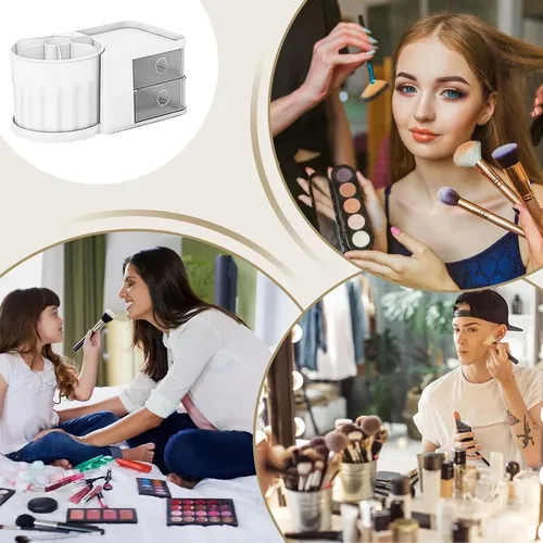 Organizador Escritorio Giratorio Maquillaje 2 Cajones