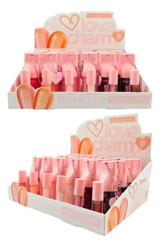 Lipgloss Labial Color Brillo C/ Llavero Love Charm Pink21