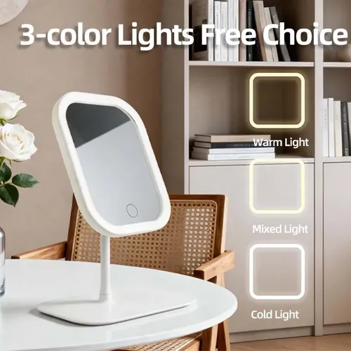 Espejo De Maquillaje Led Portátil, Espejo De Escritorio Regu