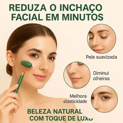 Kit De Rodillo Masajeador Facial Corporal Natur Jade Y Gua S