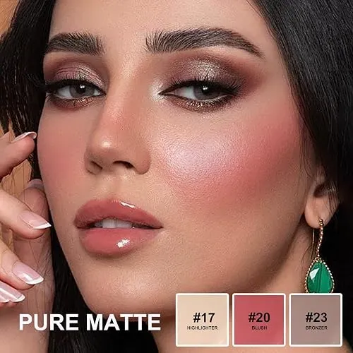 Lezero Kit Contorno Rostro Iluminador Rubor Bronzer Paleta