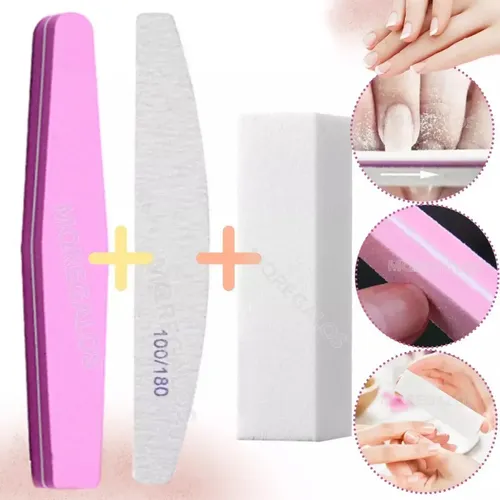 Combo X3 Lima Sponge Lima Bloque Manicura Uñas Esculpidas