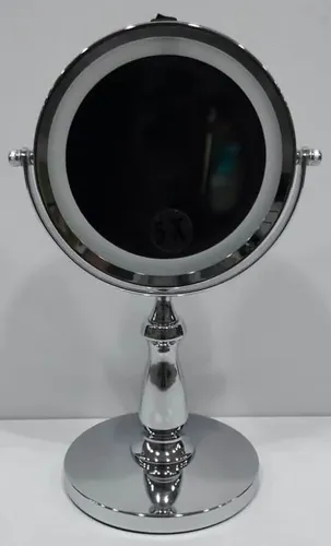 Espejo Maquillaje X2 Con Luz Led Aumento X5 Metal Cromado