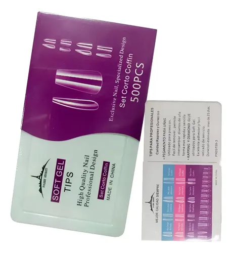Tips Para Soft Gel Press On Paris Night 500 Set Corto