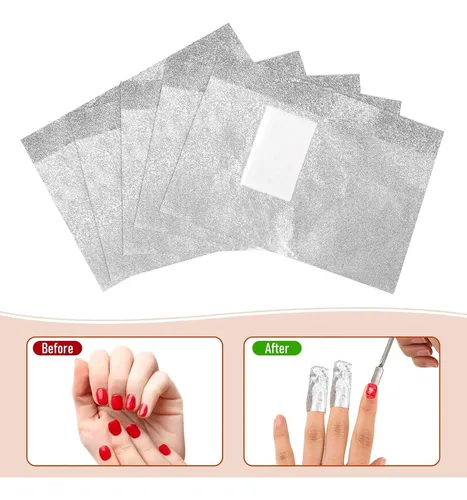 100 Envolturas De Papel De Aluminio Para Uñas Mozeat
