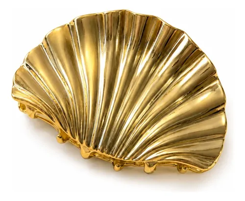 Broche De Pelo Flor Dorada Metalizada Pinza Mujer