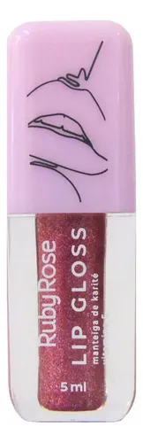 Lip Gloss Brilloso Glitter Vitamina E Hidratante Ruby Rose Shooting Star