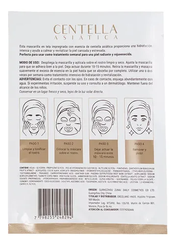 Mascarilla En Tela Centella Asiática X38ml Celebrity