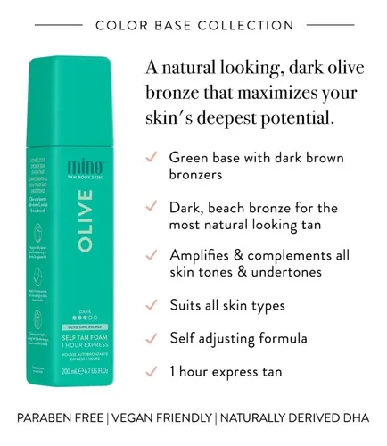 Espuma Autobronceadora Minetan, Base Verde Oliva, 200 Ml