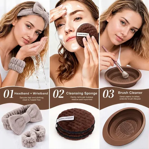 Set 55 Brochas Maquillaje Hghdbt Profesional Estuche Café