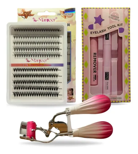 Set Pestañas Postizas 20+30p Adhesivo Removedor Arqueador