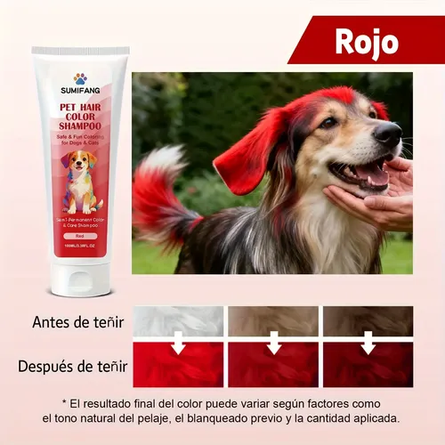 Tinte Rojo Para Perros – Semi-permanente Suave – 100ml