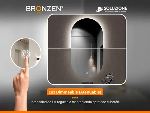 Espejo Premium Vertical Ovalado Luz Led Trasera 100 X 60 Cm
