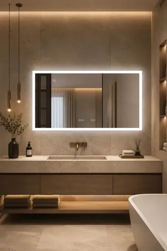 Espejo Led Rectangular Liverpool 120×60 Dimerizador De Luz Fria A Luz Calida, Desempañador Y Reloj