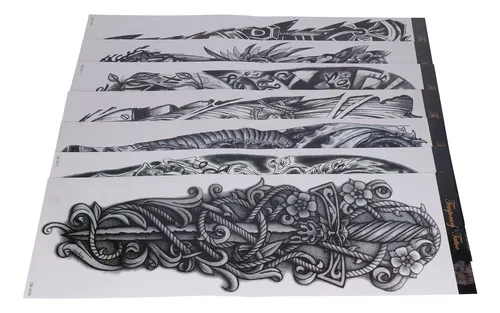 ( 8 Hojas De Pegatinas De Tatuaje De Brazo Patrón Único ~