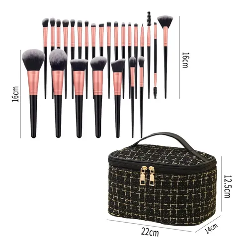Pinceles Brochas De Maquillaje 47 Piezas Y Estuche De Viaje