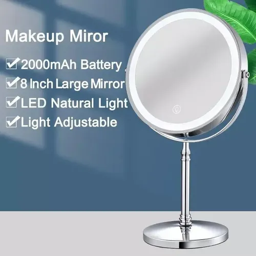 Espejo Maquillaje De Pie Luz Led 1x 5x A Pila Usb