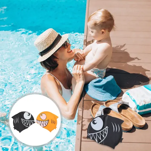 Gorro De Natación Con Forma De Pez Con Dibujos Animados, 2 U