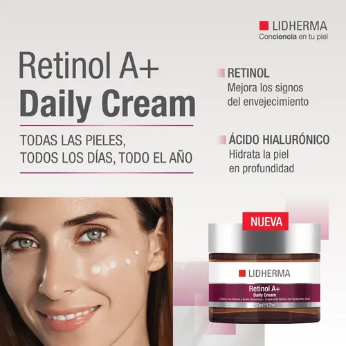 Retinol A+ Daily Cream 50g Con Ácido Hialurónico Lidherma