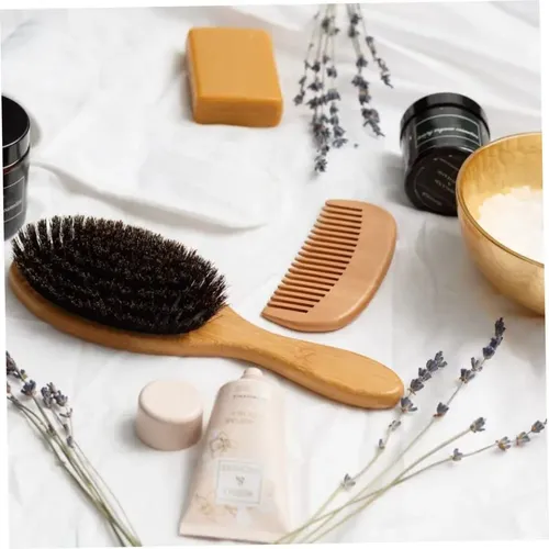 Cepillo De Cabello De Cerdas Naturales Con Mango De Bambú,