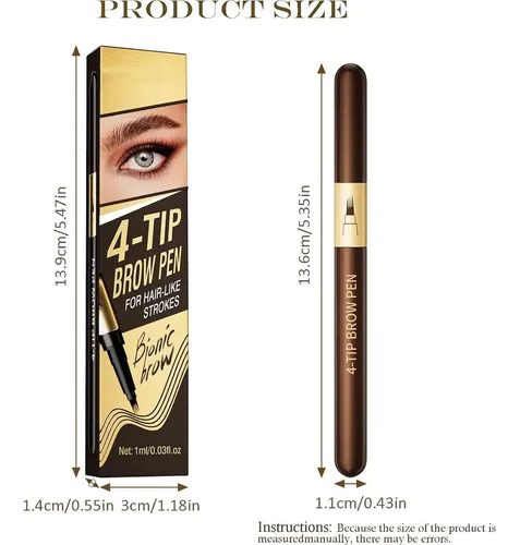 Lápiz De Cejas Microblading 4 Puntas Beralloye Black