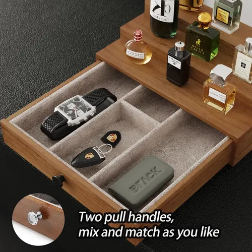 Organizador De Perfumes Pinowood 3 Estantes Cajón Oculto 01 Marrón Claro