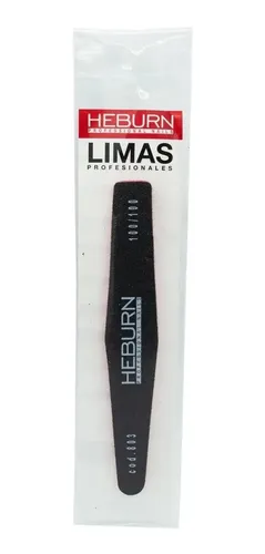 Lima para Uñas Acrílicas y Gel Heburn Negra Obelisco 803 Profesional 100/180 Recta