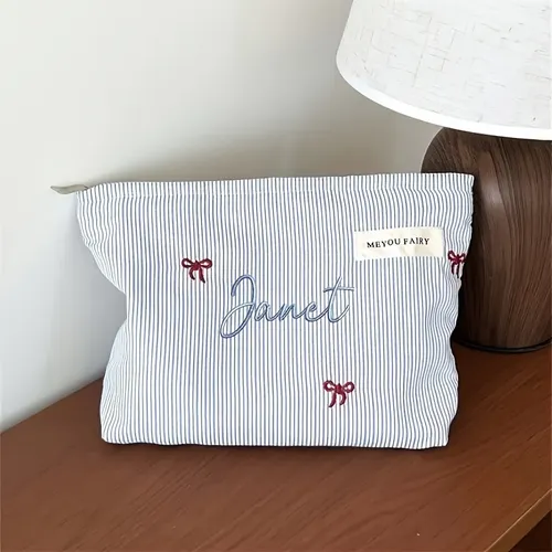 Bolsa De Maquillaje Fresca Bordada Con Nombre Personalizado,