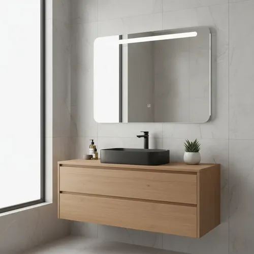 Espejo Horizontal Curvo Con Luz Led Trasera 700x500mm Wc-825