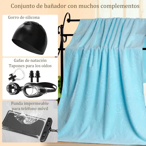 Conjunto Traje De Baño Mujer Gafas Gorra Accesorios Natación