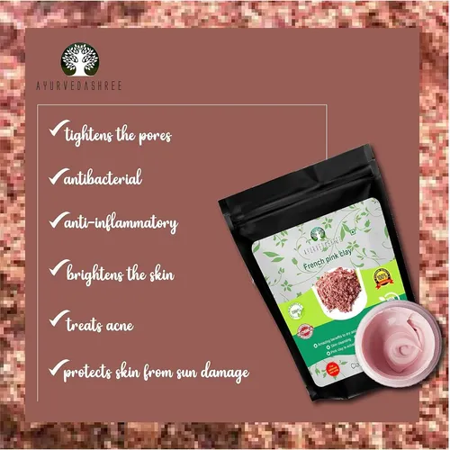 Mascarilla De Arcilla Rosada Francesa Ayurvedashree 200 G