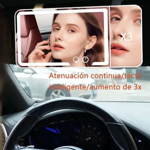 Espejo De Maquillaje Con Visera Para Coche, 3 Modos De Luz