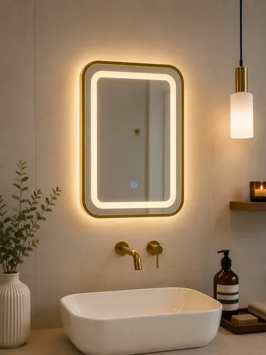Espejo Rectangular 30x40cm Táctil Luz Led Baño Dormitorio
