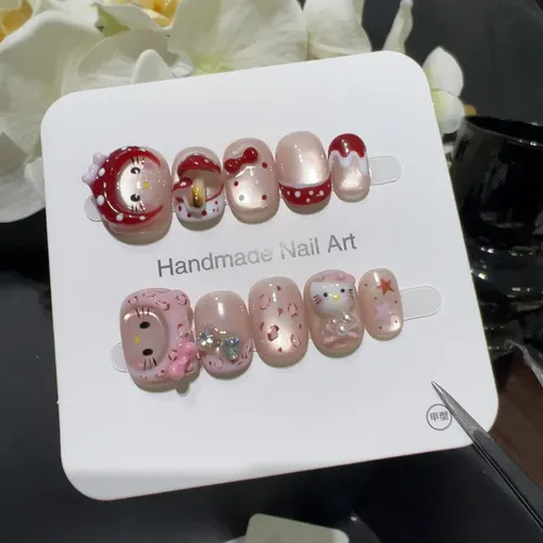 Calidad Superior Parche De Uñas Con Lazo Rosa Pellizcado A