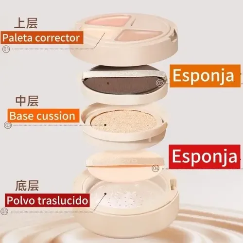 Cushion 3 En 1 Polvo Traslucido+corrector+base 01