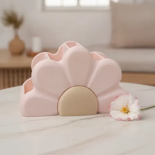 Organizador Escritorio Maquillaje Flor Porta Pinceles Deco